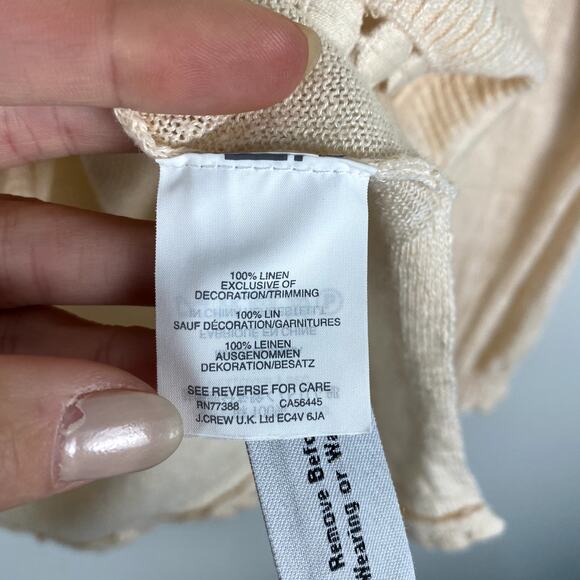 J. CREW 100% Linen Boxy Scoop Neck Decorative Trim Sweater Medium - Picture 5 of 8